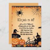 Schattigee pompoenen en Spider Kind Halloween Verj Kaart (Voorkant / Achterkant)