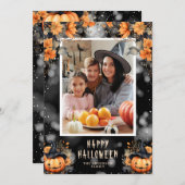 Schattigee pompoenen foto Happy Halloween Kaart (Voorkant / Achterkant)