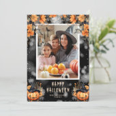 Schattigee pompoenen foto Happy Halloween Kaart (Staand voorkant)
