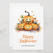 Schattigee pompoenen geesten blij Halloween Kaart (Voorkant / Achterkant)
