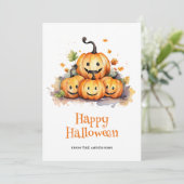Schattigee pompoenen geesten blij Halloween Kaart (Staand voorkant)