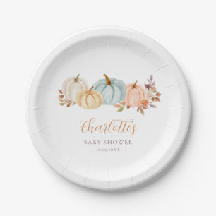 Schattigee pompoenen herfstbloemen   BABY SHOWER Papieren Bordje