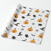 Schattigee pompoenen, spinnen en vleermuizen Hallo Cadeaupapier (Uitgerold)