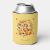 Schattigee pompoenfee in herfstkrans blikjeskoeler (Blikje Achterkant)