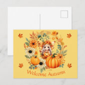 Schattigee pompoenfee in herfstkrans briefkaart (Voorkant / Achterkant)