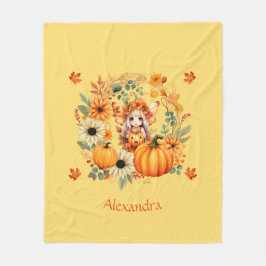 Schattigee pompoenfee in herfstkrans fleece deken
