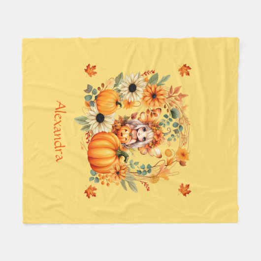 Schattigee pompoenfee in herfstkrans fleece deken (Voorkant (Horizontaal))