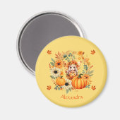 Schattigee pompoenfee in herfstkrans magneet (Voorkant / Achterkant)