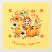 Schattigee pompoenfee in herfstkrans raamsticker (Vel)