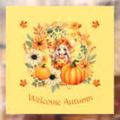 Schattigee pompoenfee in herfstkrans raamsticker (Vel 2)