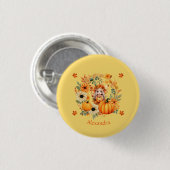 Schattigee pompoenfee in herfstkrans ronde button 3,2 cm (Voorkant /achterkant)