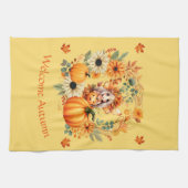 Schattigee pompoenfee in herfstkrans theedoek (Horizontaal)