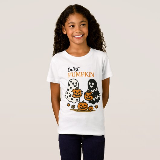 Schattigee pompoengeesten t-shirt (Voorkant volledig)