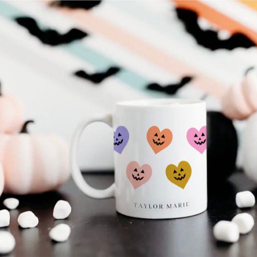 Schattigee pompoenharten Trendy Halloween Koffiemok