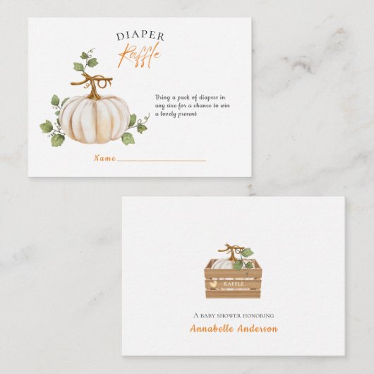 Schattigee pompoenneutraal luierraffel informatiekaartje (Voorkant / Achterkant)