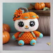 Schattigee pompoenpop haak: herfst Amigurumi paste Poster (Voorkant)