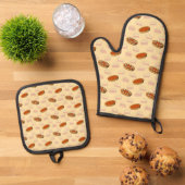 Schattigee pompoentaarten naadloze patroonpatroon  ovenwant & pannenlap set (Top down)