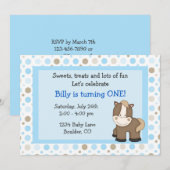 Schattigee Pony 1e verjaardagsuitnodiging Kaart (Voorkant / Achterkant)