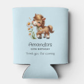 Schattigee Pony aan het eten Daisies Party Blikjeskoeler (Achterkant)