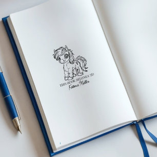 Schattigee Pony-boekplaat Rubberstempel