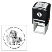 Schattigee Pony Eating Daisies Adres Zelfinktende Stempel (In situ)