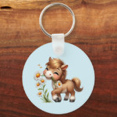 Schattigee Pony Eating Daisies Business Sleutelhanger (Achterkant)