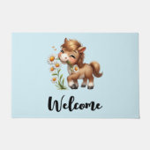 Schattigee Pony Eating Daisies Welkom Deurmat (Voorkant)