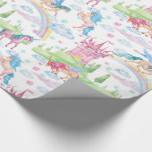 Schattigee Pony Eenhoorns Waterverf Papierpatroon Cadeaupapier (Hoek)