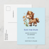 Schattigee Pony eet madeliefjes Aankondigingskaart (Voorkant / Achterkant)