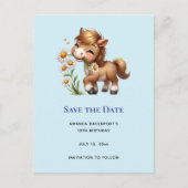 Schattigee Pony eet madeliefjes Aankondigingskaart (Voorkant)