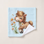 Schattigee Pony eet madeliefjes Bad Handdoek (Wasdoekje)