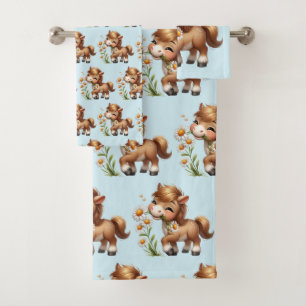 Schattigee Pony eet madeliefjes Bad Handdoek