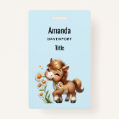 Schattigee Pony eet madeliefjes Badge (Achterkant)