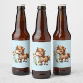 Schattigee Pony eet madeliefjes Bier Etiket (Flessen)