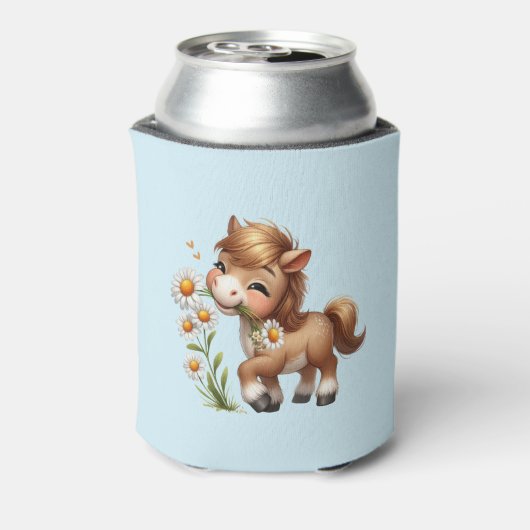 Schattigee Pony eet madeliefjes Blikjeskoeler (Blikje Achterkant)