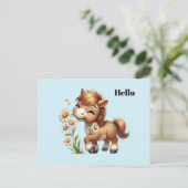 Schattigee Pony eet madeliefjes Briefkaart (Staand voorkant)