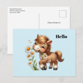 Schattigee Pony eet madeliefjes Briefkaart (Voorkant / Achterkant)