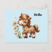 Schattigee Pony eet madeliefjes Briefkaart (Voorkant)