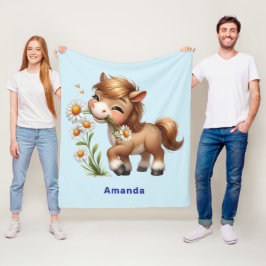 Schattigee Pony eet madeliefjes Fleece Deken