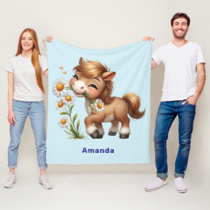 Schattigee Pony eet madeliefjes Fleece Deken