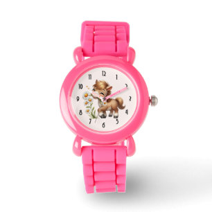 Schattigee Pony eet madeliefjes Horloge