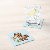 Schattigee Pony eet madeliefjes Kartonnen Onderzetters (Insitu)