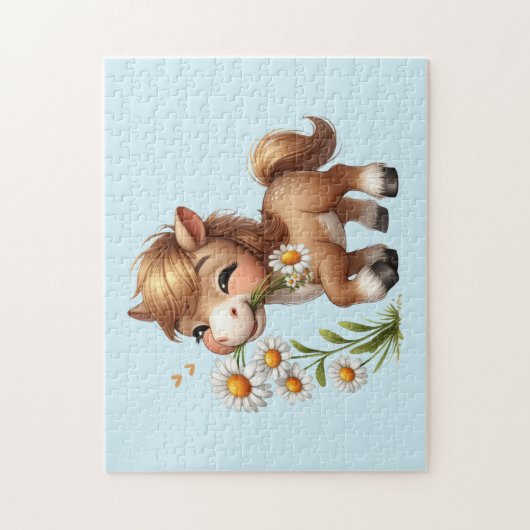 Schattigee Pony eet madeliefjes Legpuzzel (Verticaal)