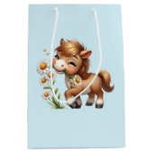 Schattigee Pony eet madeliefjes Medium Cadeauzakje (Voorkant)