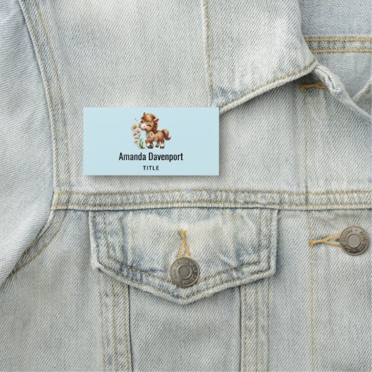 Schattigee Pony eet madeliefjes Naamplaatje (In situ)