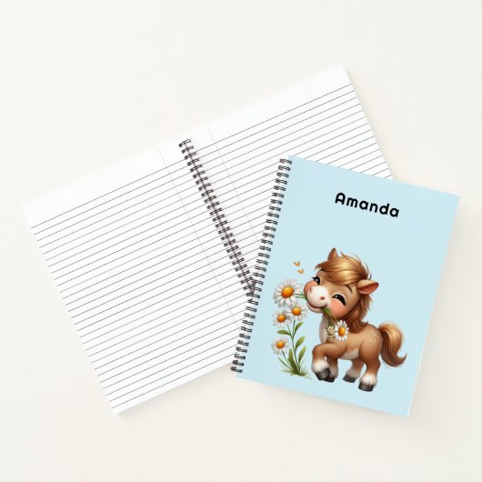 Schattigee Pony eet madeliefjes Notitieboek (Binnen)