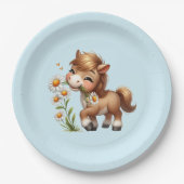 Schattigee Pony eet madeliefjes Papieren Bordje (Voorkant)