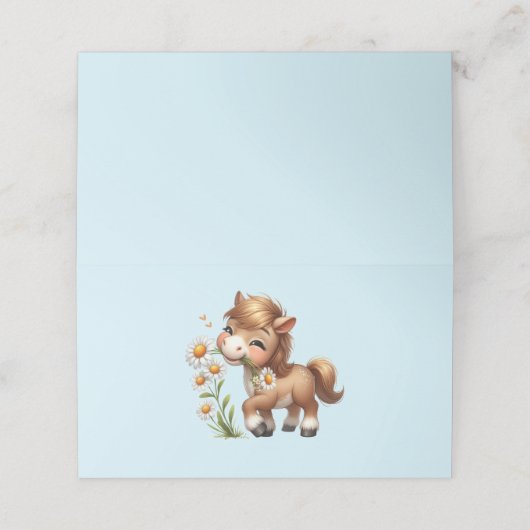 Schattigee Pony eet madeliefjes Plaatskaartje (Buitenkant ongevouwen)