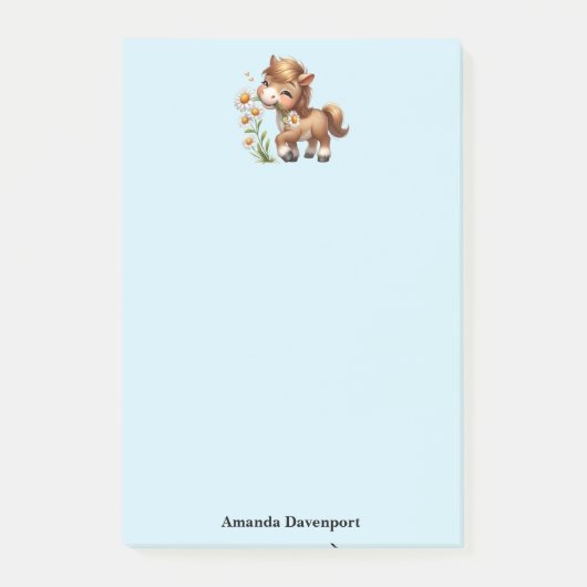 Schattigee Pony eet madeliefjes Post-it® Notes (Voorkant)