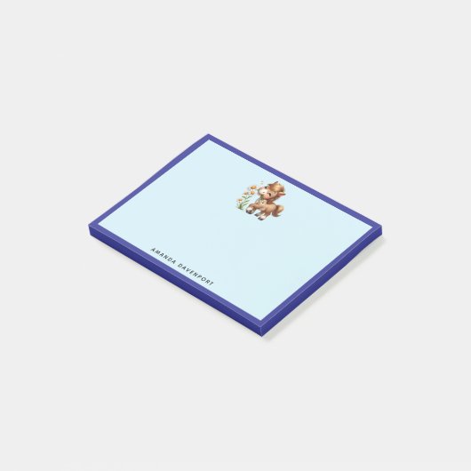 Schattigee Pony eet madeliefjes Post-it® Notes (Schuin)